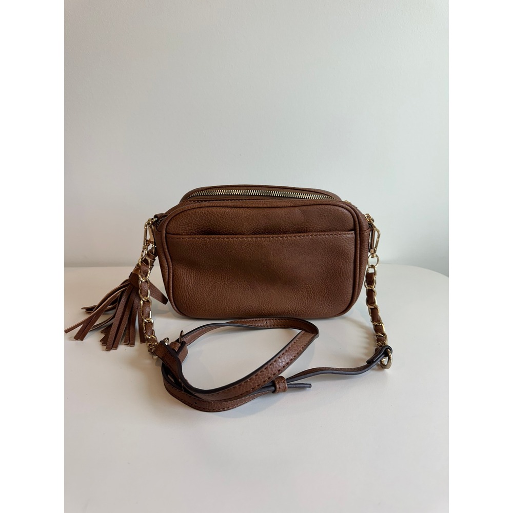 Gussaci Brown Pebbled Faux Leather Crossbody Camera Bag with Tassel Accent - Picture 5 of 10